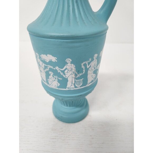 VTG 1979 Avon Blue Frosted Glass Decanter Pitcher Cologne Bottle Mythology Scene - Picture 3 of 7